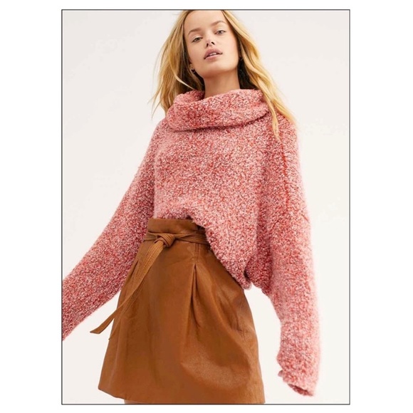 FREE People Red BFF Cowl Neck Slouchy Sweater - Picture 2 of 8